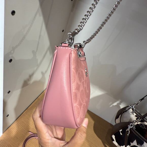 Last 1 ‼️Coach Teri Mini Crossbody Bag Signature Canvas CW323 Dusty Pink - Picture 6 of 13